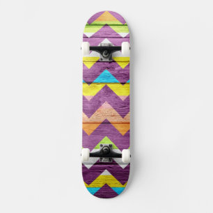 Skateboard Chevron de Madera Abstracto Colorido #4
