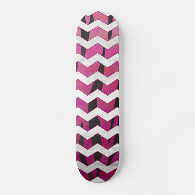Skateboard Chevron Tiger Hot Pink and Black Print (Anverso)