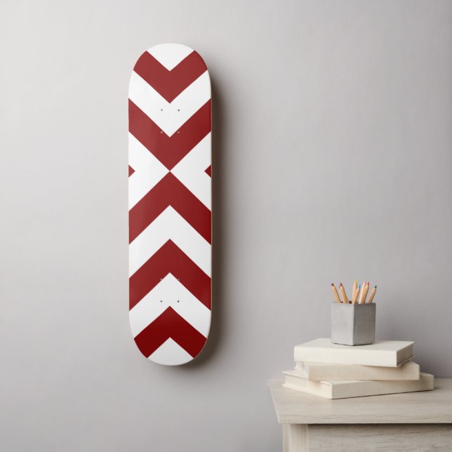 Skateboard Chevrons rojo y blanco (Arte de la pared)