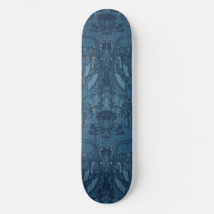 Skateboard Chic Azul Arte Nuevo Patrón Botánico Iris