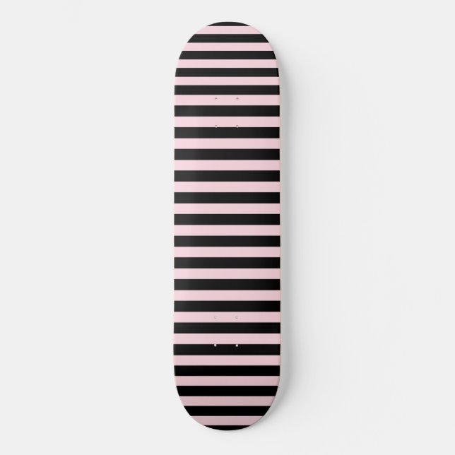 Skateboard Chic Lindo Rayas Rosa Claro y Negro (Anverso)