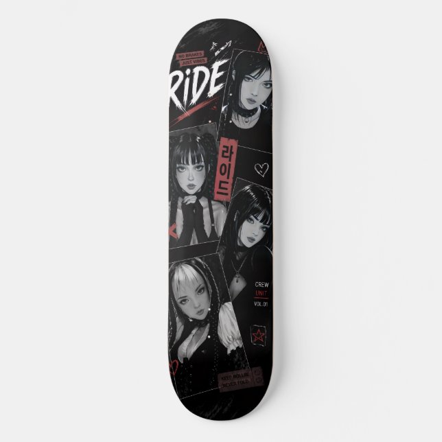 Skateboard Chica Anime Japonesa Emo Gótica Sk (Anverso)