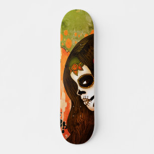 Skateboard Chica Arte de Cara Día de Muertos