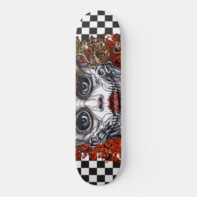 Skateboard Chica azul Guay Retro con control de tablero de pa (Anverso)