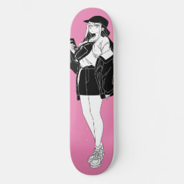 Skateboard Chica De Anime En La Piscina Del Pueblo