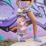 Skateboard Chica de anime japonés<br><div class="desc">Esta patineta nipona femenina muestra un lindo chica de manga de anime con el pelo rosado polvoriento en un vestido de rosa morado y polvoriento. La obra de arte es una creación de IA. Los ojos fueron pintados por un artista de manga. Mira más bonitos patines para chicas en esta...</div>
