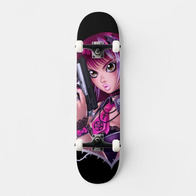 Skateboard Chica de armas y Rosas (Anverso)