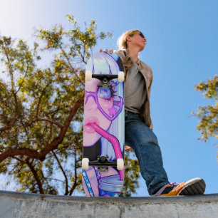 Skateboard Chica de Internet con Gafas de Estrella Pastel