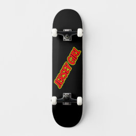 Skateboard Chica de Jersey de Comic Rojo y Amarillo