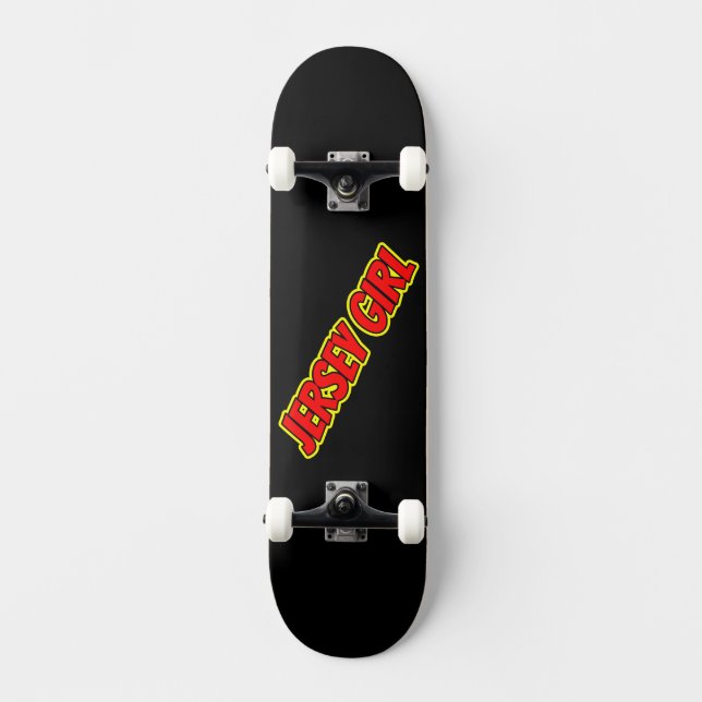 Skateboard Chica de Jersey de Comic Rojo y Amarillo (Anverso)