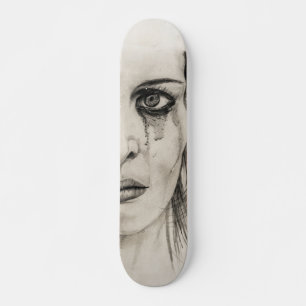 Skateboard Chica de llanto - Dibujo en lápiz