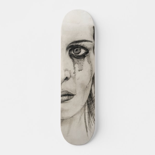 Skateboard Chica de llanto - Dibujo en lápiz (Anverso )
