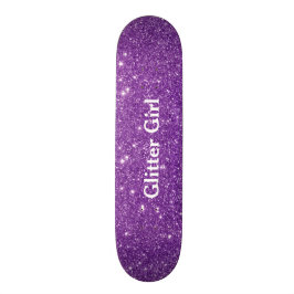 Skateboard Chica de Purpurina morado muestra tu brillo de gla