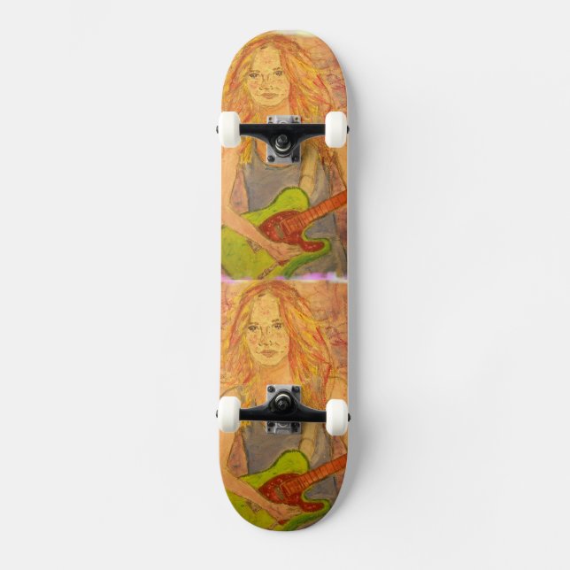 Skateboard chica de rock folclórico juguetón eléctrico (Anverso)