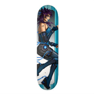 Skateboard Chica del animado de la ciencia ficción