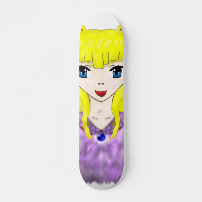 Skateboard Chica del gato del animado (Anverso )