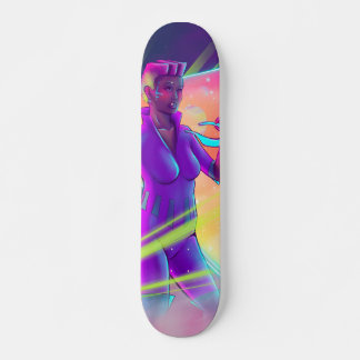 Skateboard Chica espacial Synthwave Cyberpunk Arte futurista