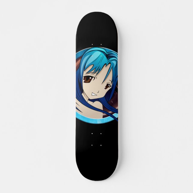 Skateboard  Chica manga, pelo verde azulado, ojos marrones, m (Anverso )