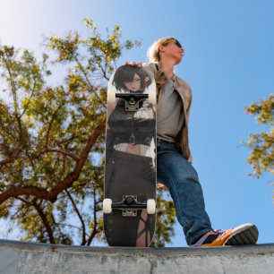Skateboard Chica misteriosa de anime de cuero
