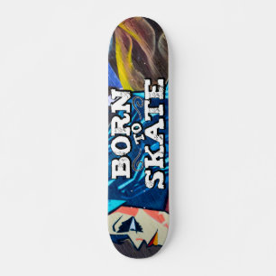 Skateboard Chica nacida para patinar con cabello azul grafiti