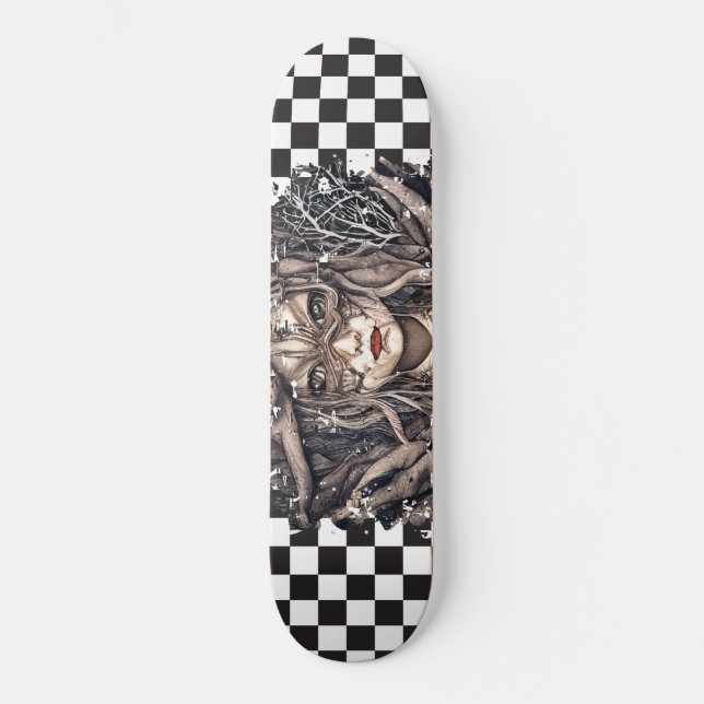 Skateboard Chica retro con control de tablero de patines (Anverso)