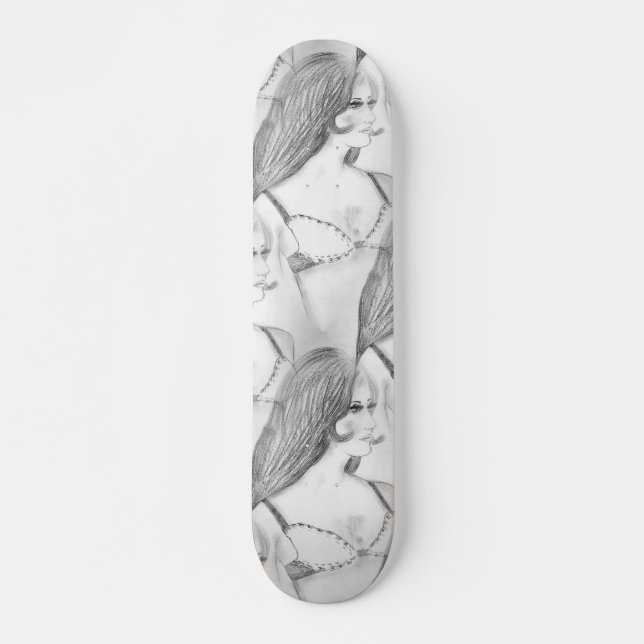 Skateboard Chica retro del bikini 70s (Anverso )