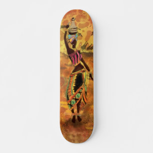 Skateboard Chica y jirafa africanos - Amigos - Dibujo de arte