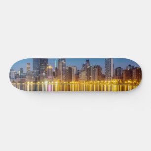 Skateboard Chicago Dawn Cityscape