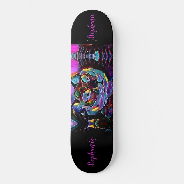 Skateboard Chicas abstractos de tigres personalizados (Anverso)