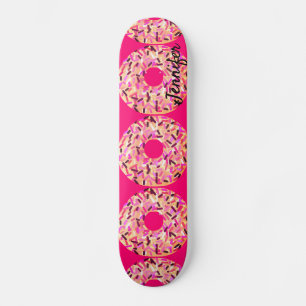 Skateboard Chicas de donuts rosados Personalizado rosado cali