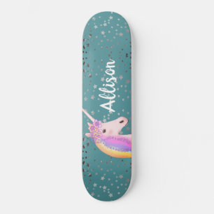 Skateboard Chicas de estrellas Verde azuladas del arco iris u