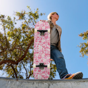 Skateboard Chicas del patrón de corazones rosados