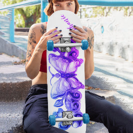 Skateboard Chicas Floral Mariposa personalizada