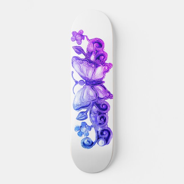 Skateboard Chicas Mariposa Floral (Anverso)