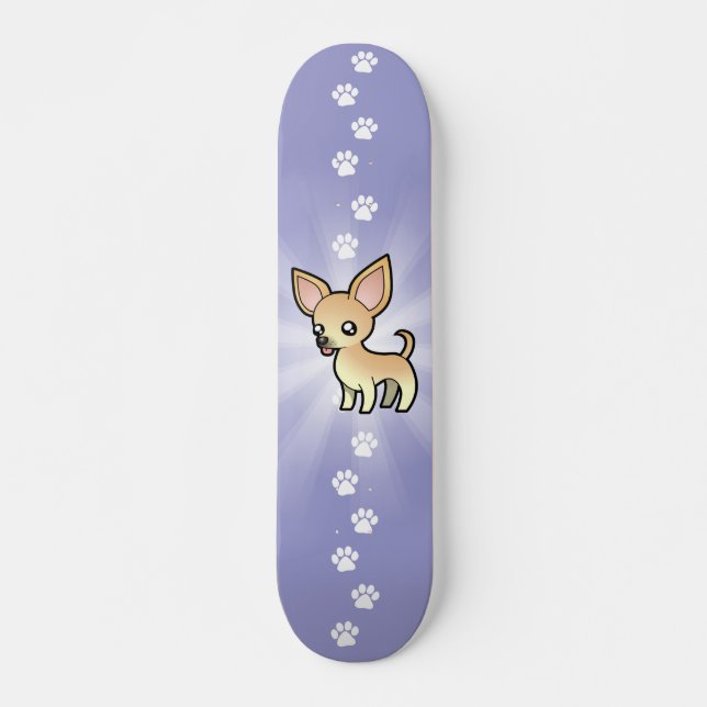 Skateboard Chihuahua del dibujo animado (capa lisa) (Anverso )