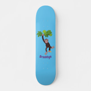 Skateboard Chimpancé lindo en personalizado colgante de la ju