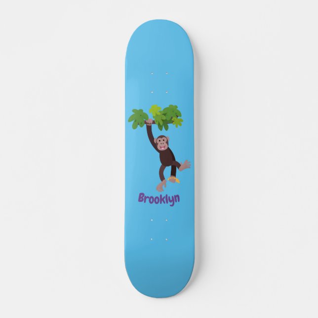 Skateboard Chimpancé lindo en personalizado colgante de la ju (Anverso )