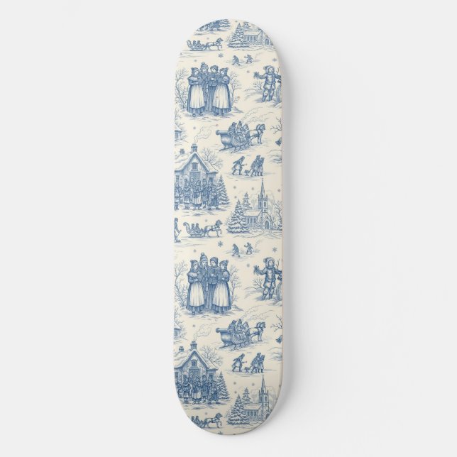 Skateboard Chinoisería de Toile de Invierno Azul (Anverso)