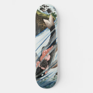 Skateboard Chinoiserie Carpa Koi Cascada Arte Japonés