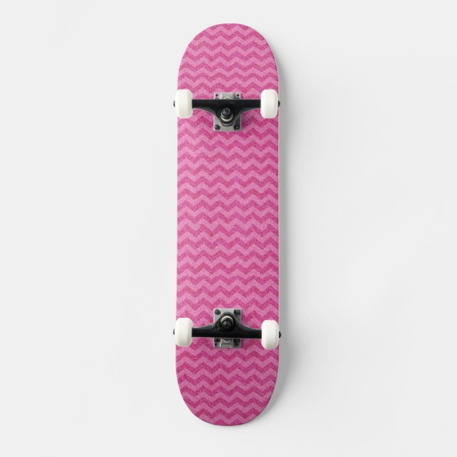 Skateboard chispas rosadas del zigzag del galón del purpurina (Anverso)