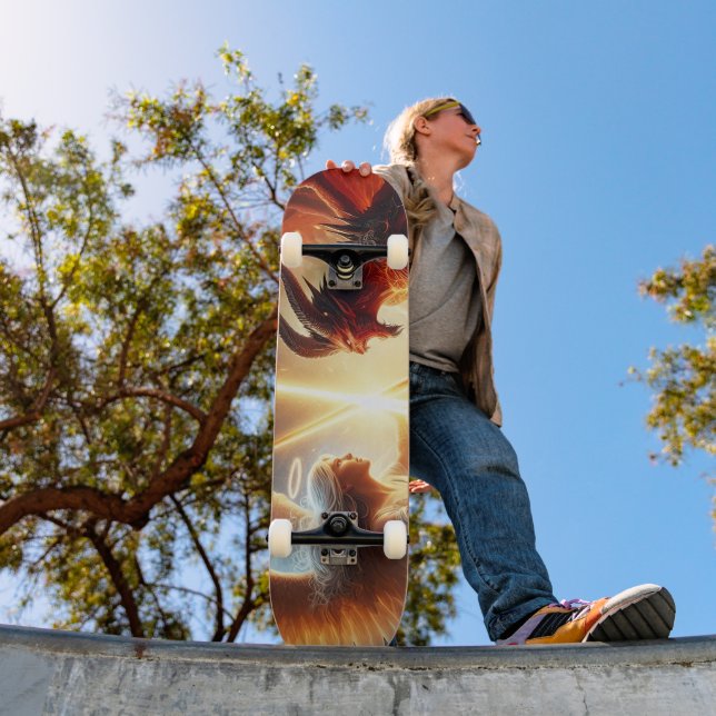 Skateboard Choque celeste: rojo y oro (Exterior 1)