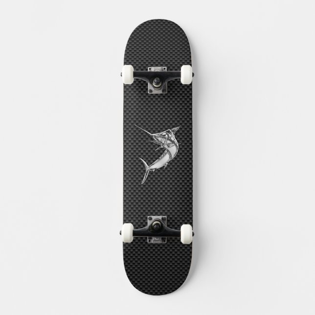 Skateboard Chrome Style Marlin on Carbon Fiber (Anverso)