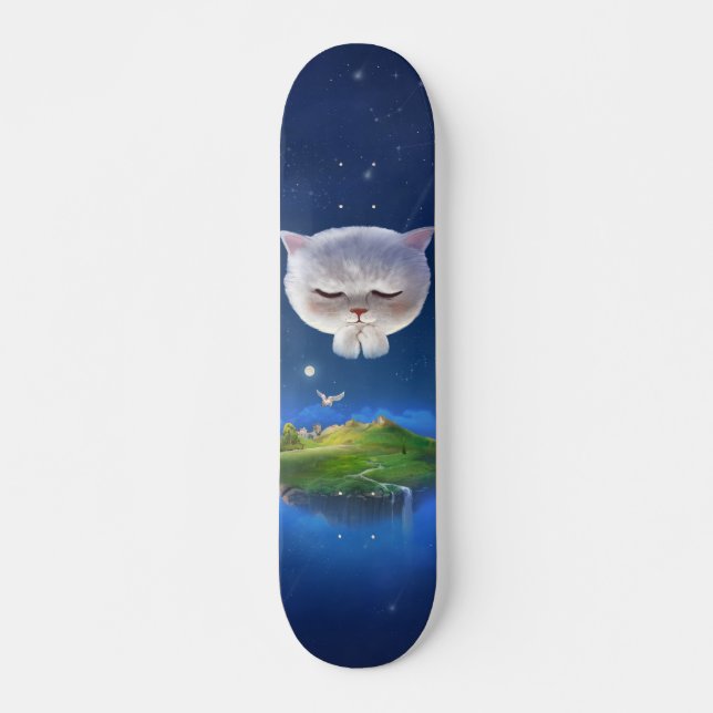 Skateboard Cielo nocturno soñado con gato (Anverso )