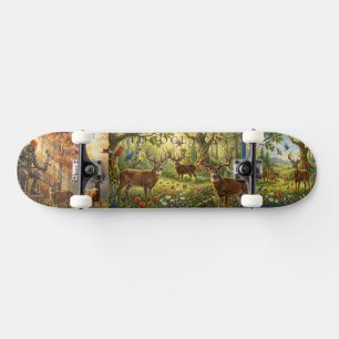 Skateboard Ciervo de Cola Blanca Collage de Bosque de Fauna S