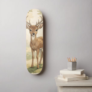 Skateboard Ciervo vintage lindo en el bosque