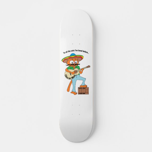 Skateboard "Cinco de Meow" Singing Cartoon Mustache Cat (Anverso )
