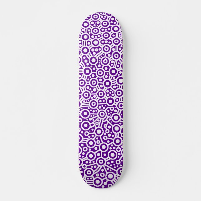 Skateboard Circuito alienígena - Blanco sobre Violeta (Anverso )