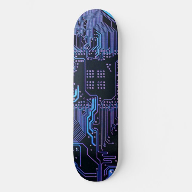 Skateboard Circuito de Computadora Genial Azul (Anverso)