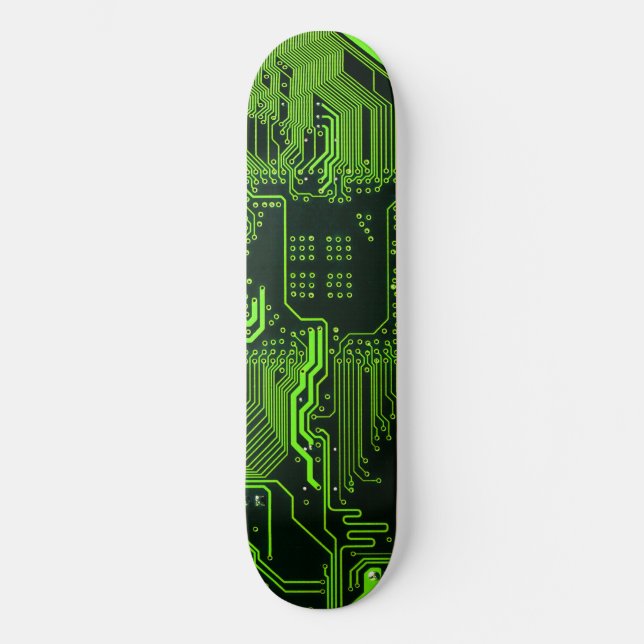 Skateboard Circuito de Computadora Genial Verde (Anverso)