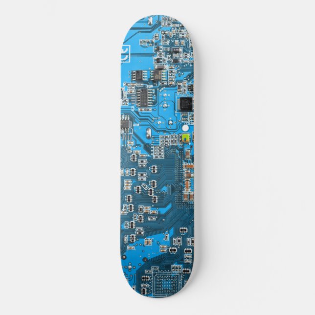 Skateboard Circuito de placa base azul para frikis informátic (Anverso)